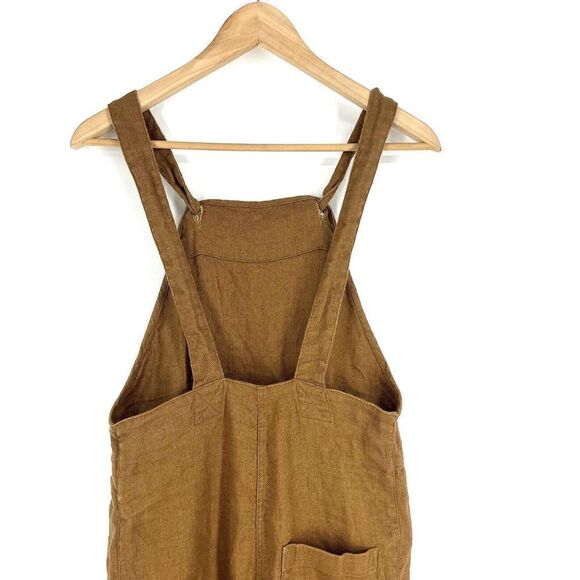 Beaton Linen Overalls Size XS Womens Brown Slip On Pocket Pants Canada Lagenlook - Picture 6 of 11